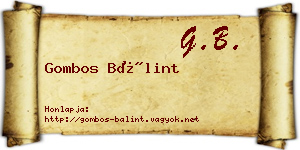 Gombos Bálint névjegykártya
